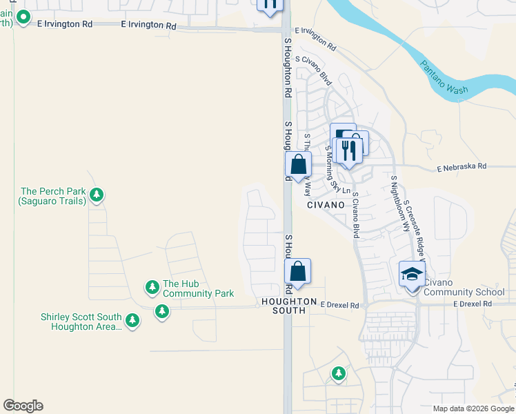 map of restaurants, bars, coffee shops, grocery stores, and more near 10178 East Wasson Peak Trail in Tucson