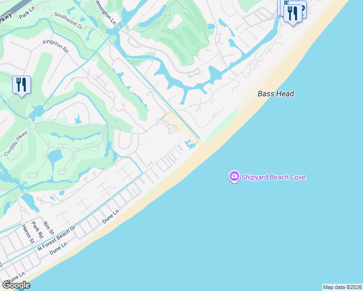 map of restaurants, bars, coffee shops, grocery stores, and more near 130 Shipyard Drive in Hilton Head Island
