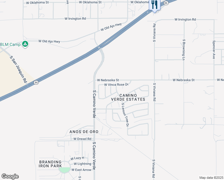 map of restaurants, bars, coffee shops, grocery stores, and more near 5371 South Brush Berry Drive in Tucson
