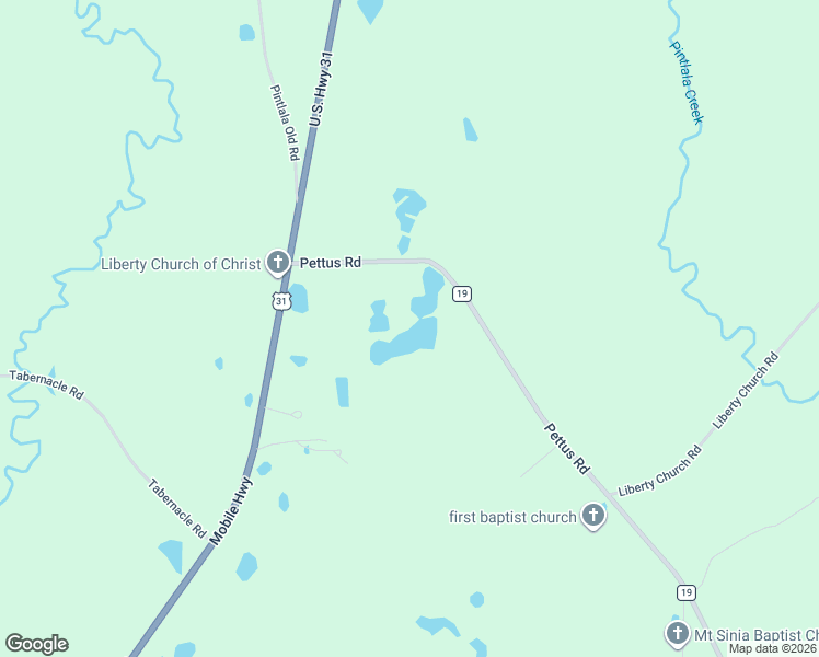 map of restaurants, bars, coffee shops, grocery stores, and more near 308 Pettus Road in Hope Hull