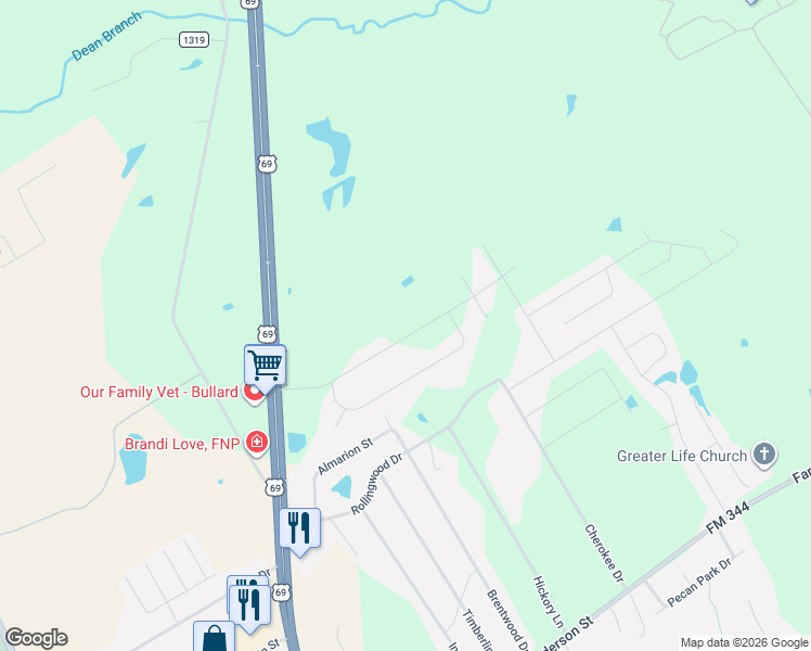 map of restaurants, bars, coffee shops, grocery stores, and more near 228 Sunnys Halo Boulevard in Bullard