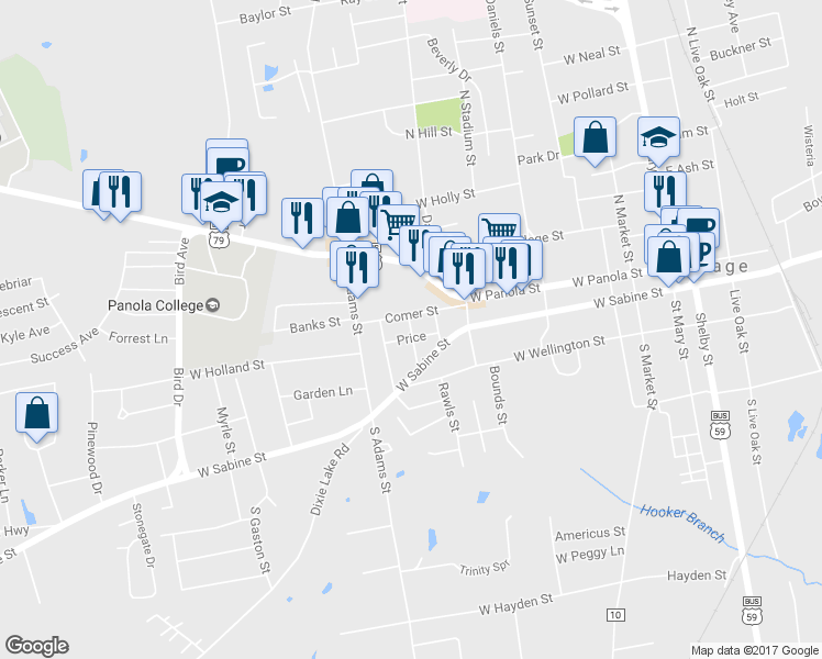 map of restaurants, bars, coffee shops, grocery stores, and more near 202 North Woolworth Street in Carthage