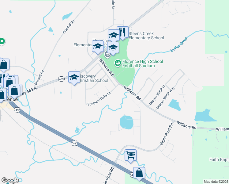 map of restaurants, bars, coffee shops, grocery stores, and more near 500 Acorn Place in Florence