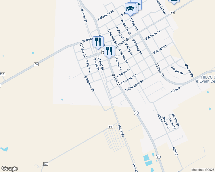 map of restaurants, bars, coffee shops, grocery stores, and more near 404 South Wall Street in Itasca