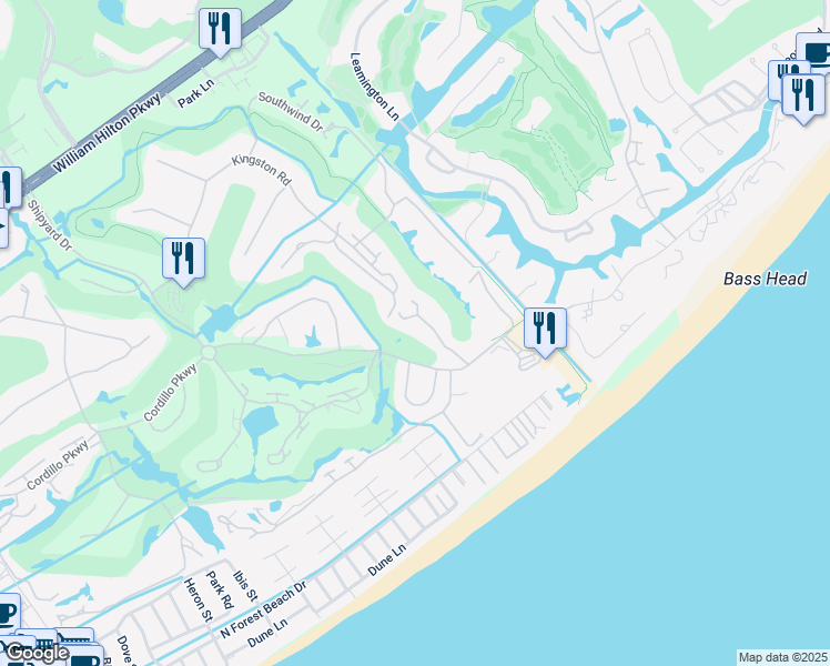 map of restaurants, bars, coffee shops, grocery stores, and more near 113 Shipyard Drive in Hilton Head Island