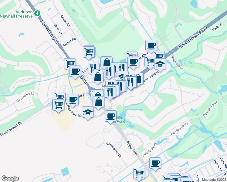 map of restaurants, bars, coffee shops, grocery stores, and more near 1035 William Hilton Parkway in Hilton Head Island