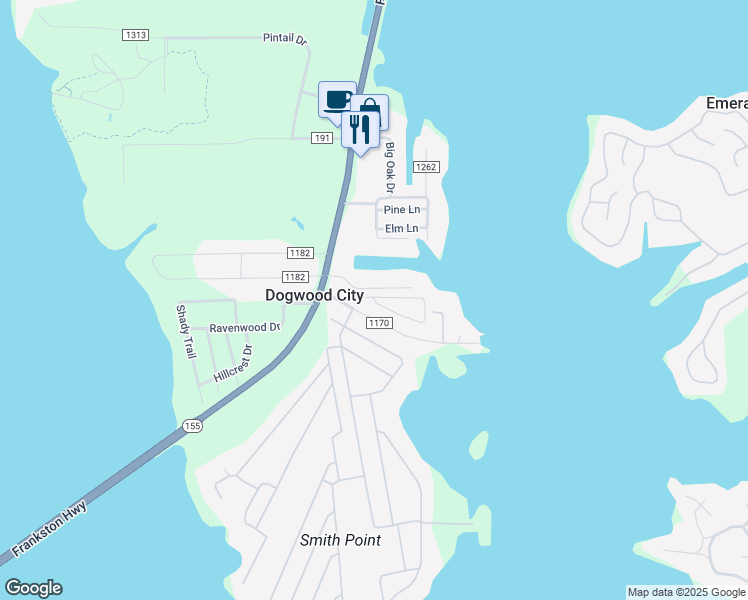 map of restaurants, bars, coffee shops, grocery stores, and more near 16619 Lakeway Circle in Flint