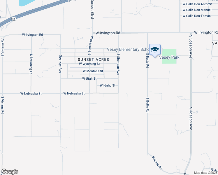 map of restaurants, bars, coffee shops, grocery stores, and more near 5410 West Nebraska Street in Tucson