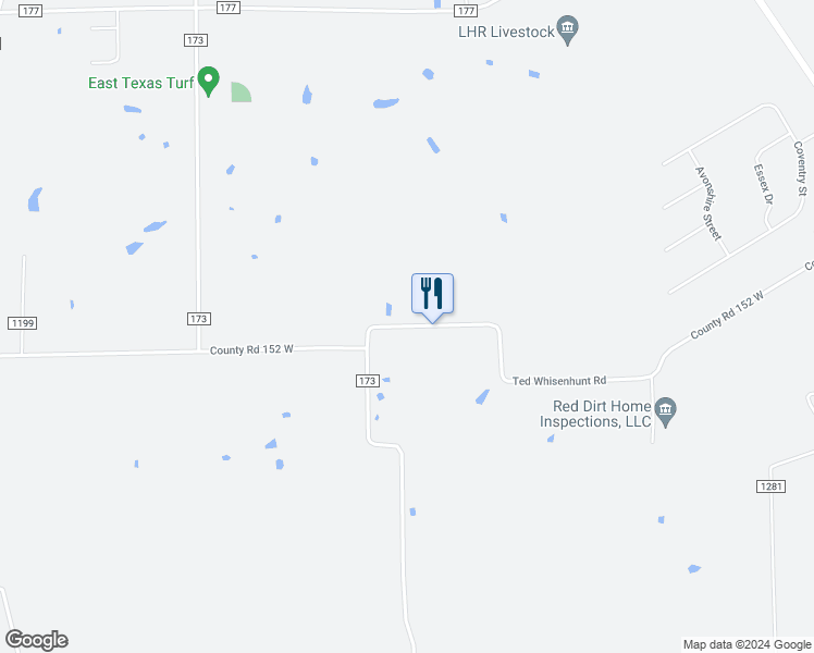 map of restaurants, bars, coffee shops, grocery stores, and more near 11173 County Road 152 West in Bullard