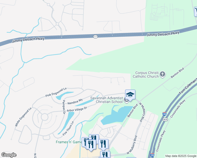 map of restaurants, bars, coffee shops, grocery stores, and more near 137 Magnolia Drive in Pooler