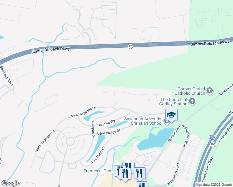 map of restaurants, bars, coffee shops, grocery stores, and more near 115 Magnolia Drive in Pooler