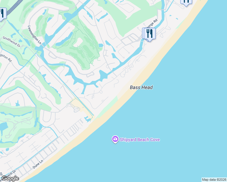 map of restaurants, bars, coffee shops, grocery stores, and more near 75 Ocean Lane in Hilton Head Island