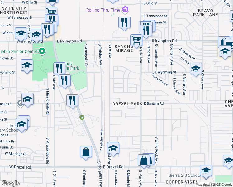 map of restaurants, bars, coffee shops, grocery stores, and more near 774 East Emma Maria Street in Tucson