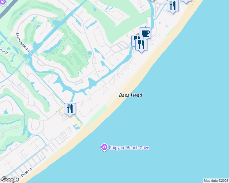 map of restaurants, bars, coffee shops, grocery stores, and more near 63 Ocean Lane in Hilton Head Island