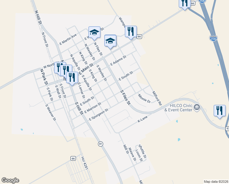 map of restaurants, bars, coffee shops, grocery stores, and more near 406 East South Street in Itasca