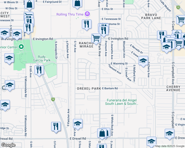 map of restaurants, bars, coffee shops, grocery stores, and more near 5166 South Marmora Avenue in Tucson