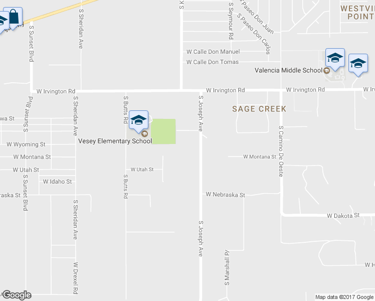 map of restaurants, bars, coffee shops, grocery stores, and more near 5130 South Joseph Avenue in Tucson