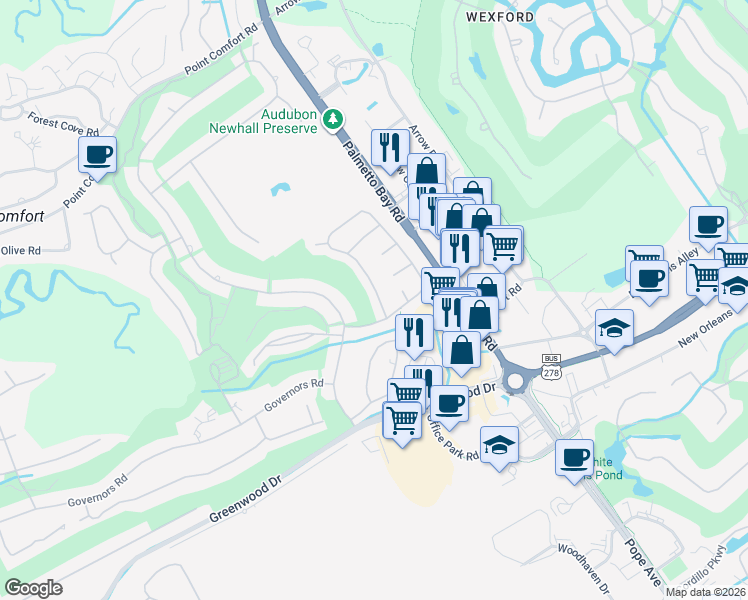 map of restaurants, bars, coffee shops, grocery stores, and more near 156 Otter Road in Hilton Head Island