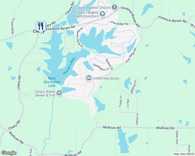 map of restaurants, bars, coffee shops, grocery stores, and more near 501 Pine Ridge Road in Florence