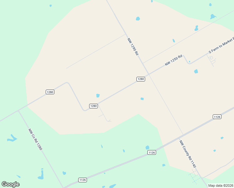 map of restaurants, bars, coffee shops, grocery stores, and more near County Road 1280 in Ennis