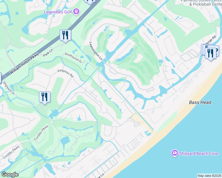 map of restaurants, bars, coffee shops, grocery stores, and more near 127 Shipyard Drive in Hilton Head Island