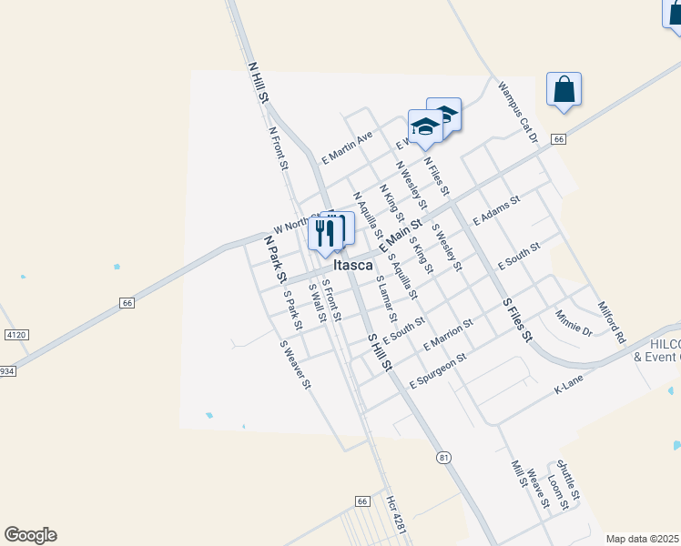 map of restaurants, bars, coffee shops, grocery stores, and more near in Itasca