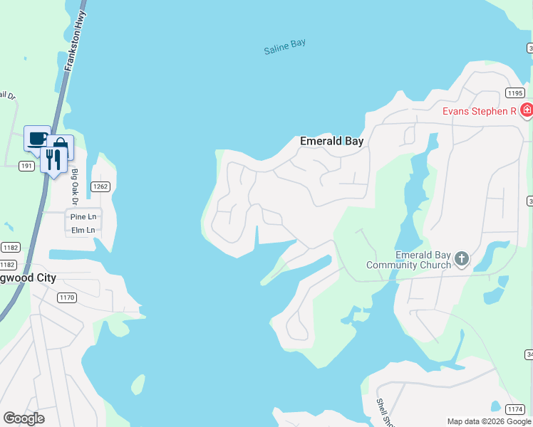 map of restaurants, bars, coffee shops, grocery stores, and more near 108 Monticello Lane in Bullard