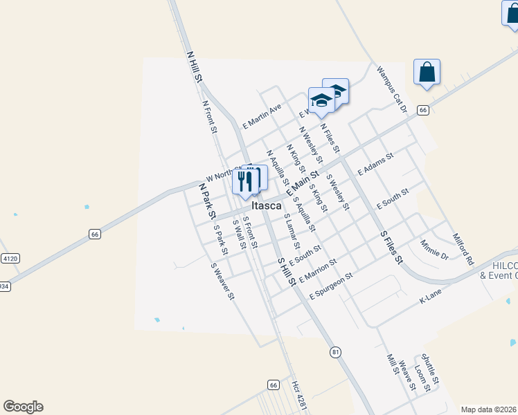 map of restaurants, bars, coffee shops, grocery stores, and more near in Itasca