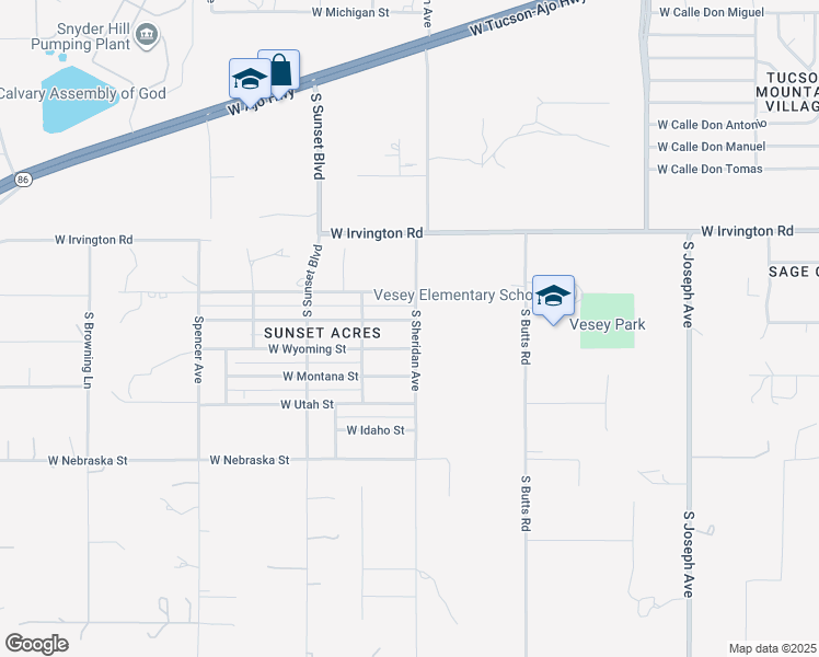 map of restaurants, bars, coffee shops, grocery stores, and more near 5416 West Louisiana Street in Tucson