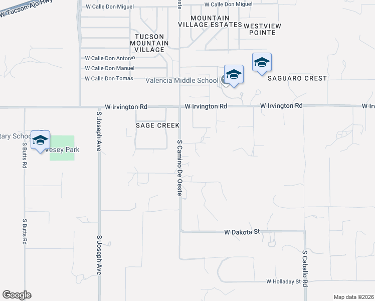 map of restaurants, bars, coffee shops, grocery stores, and more near 5077 South Camino De Oeste in Tucson