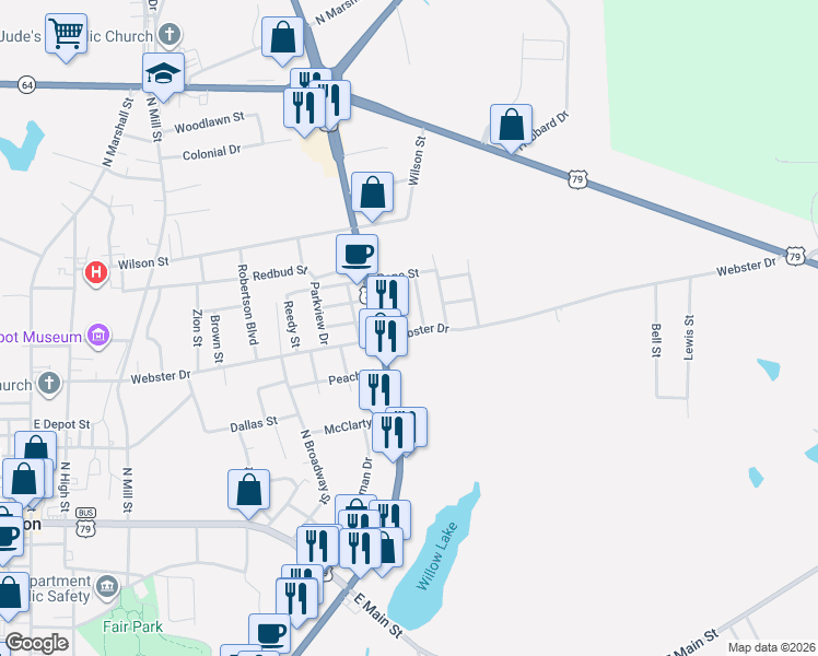map of restaurants, bars, coffee shops, grocery stores, and more near 606 Oliver Street in Henderson