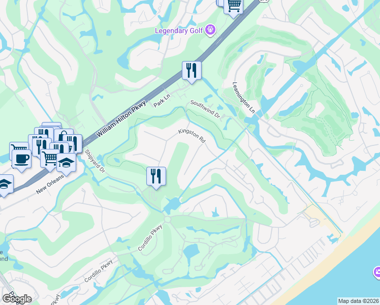 map of restaurants, bars, coffee shops, grocery stores, and more near 8 Saint Johns Place in Hilton Head Island