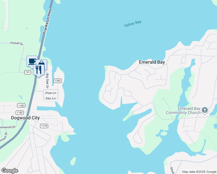 map of restaurants, bars, coffee shops, grocery stores, and more near 290 North Bay Drive in Bullard