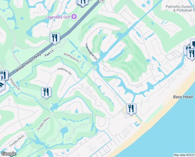 map of restaurants, bars, coffee shops, grocery stores, and more near 15 Colonnade Drive in Hilton Head Island