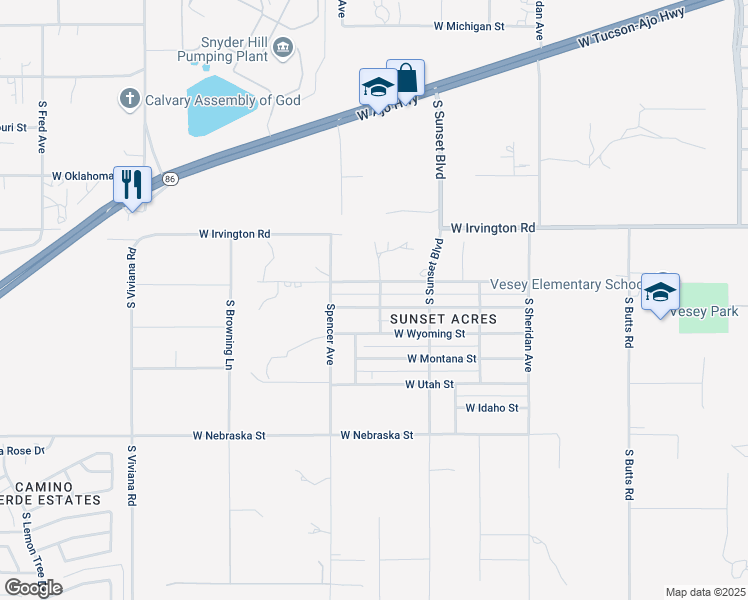 map of restaurants, bars, coffee shops, grocery stores, and more near 5702 West Louisiana Street in Tucson