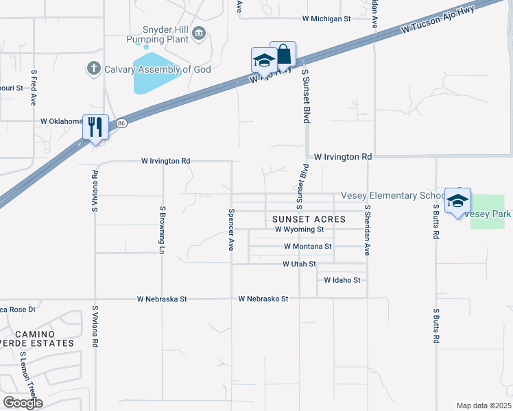 map of restaurants, bars, coffee shops, grocery stores, and more near 5702 West Louisiana Street in Tucson