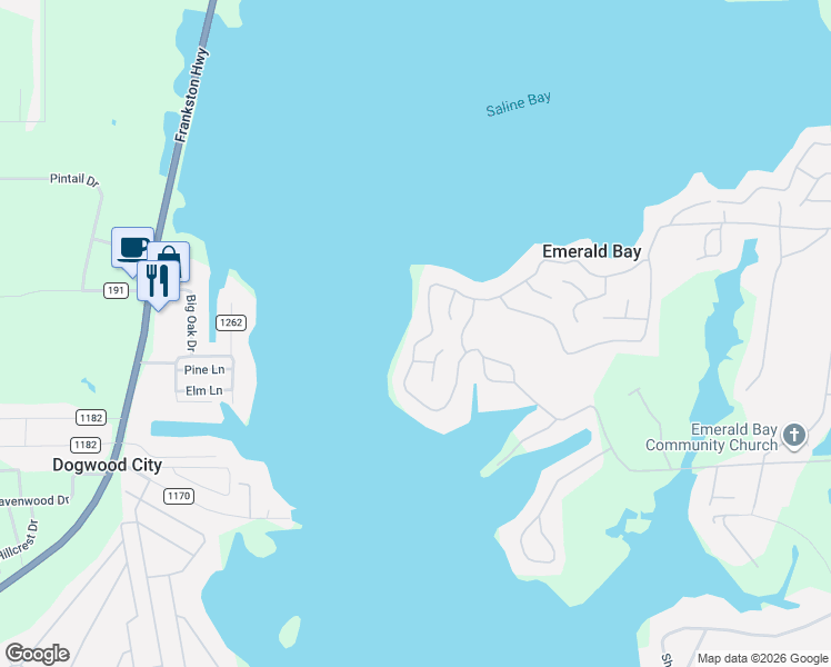 map of restaurants, bars, coffee shops, grocery stores, and more near 290 North Bay Drive in Bullard