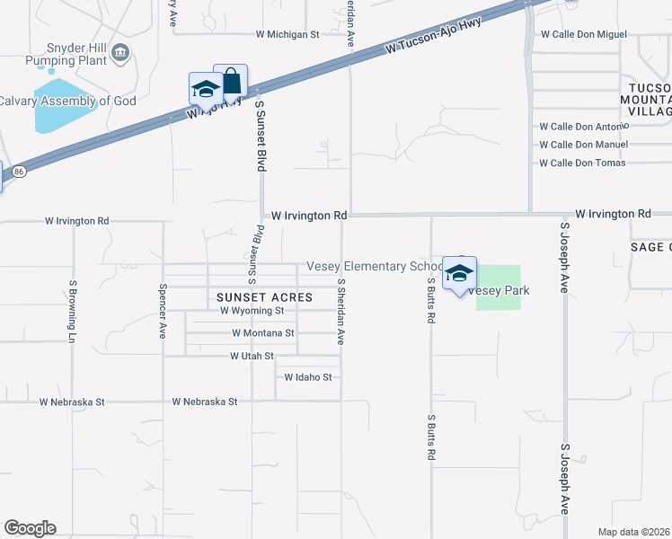 map of restaurants, bars, coffee shops, grocery stores, and more near 5416 West Louisiana Street in Tucson