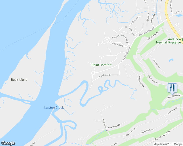 map of restaurants, bars, coffee shops, grocery stores, and more near Point Comfort Circle in Hilton Head Island