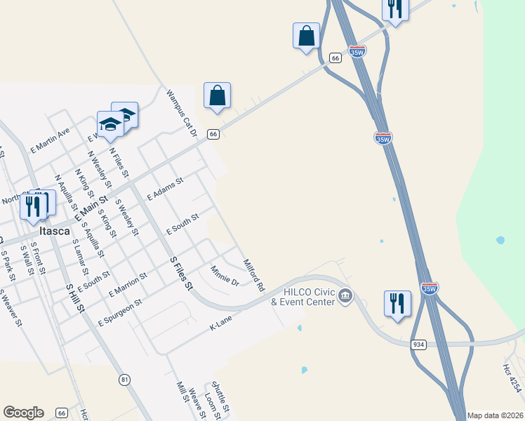 map of restaurants, bars, coffee shops, grocery stores, and more near in Itasca