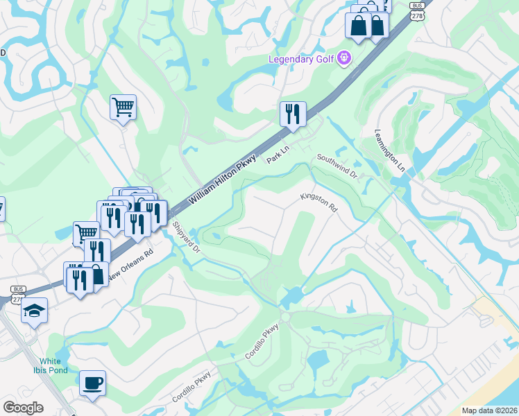 map of restaurants, bars, coffee shops, grocery stores, and more near 8 Port Au Prince Road in Hilton Head Island