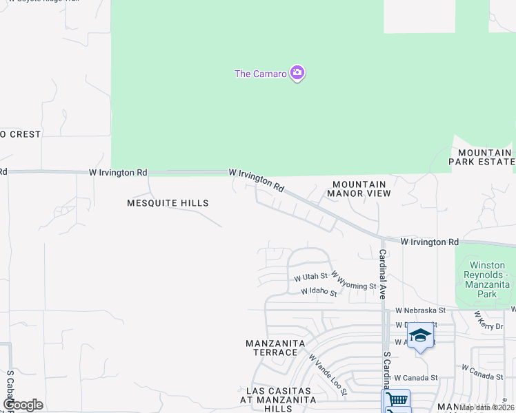 map of restaurants, bars, coffee shops, grocery stores, and more near 3285 West Athenee Court in Tucson