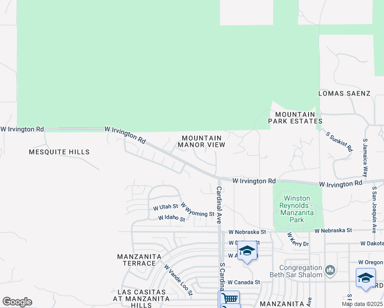 map of restaurants, bars, coffee shops, grocery stores, and more near 3025 West Mountain Dew Street in Tucson