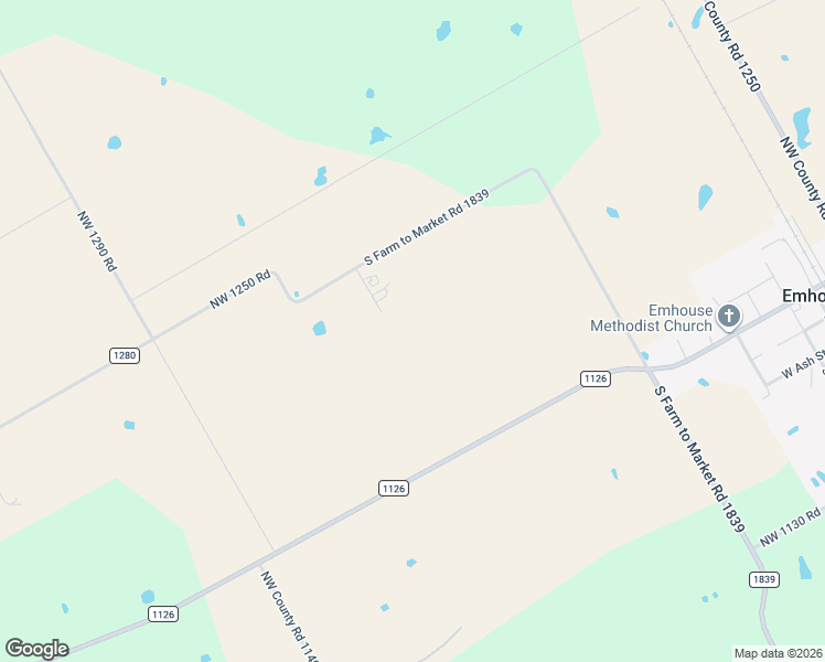 map of restaurants, bars, coffee shops, grocery stores, and more near 9861 Northwest County Road 1260 in Corsicana