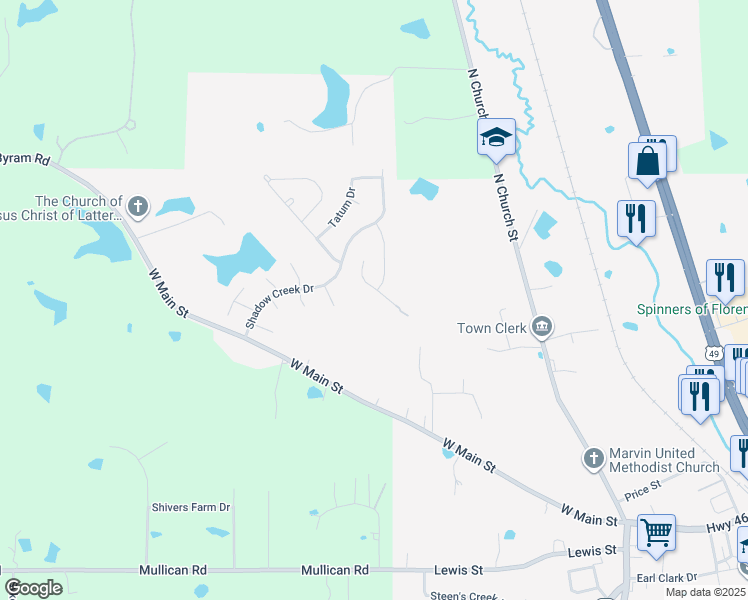 map of restaurants, bars, coffee shops, grocery stores, and more near 659 Falcon Ln in Florence