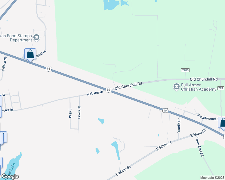 map of restaurants, bars, coffee shops, grocery stores, and more near 1910-2100 County Road 223 in Henderson