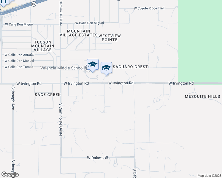 map of restaurants, bars, coffee shops, grocery stores, and more near 4211 West Irvington Road in Tucson