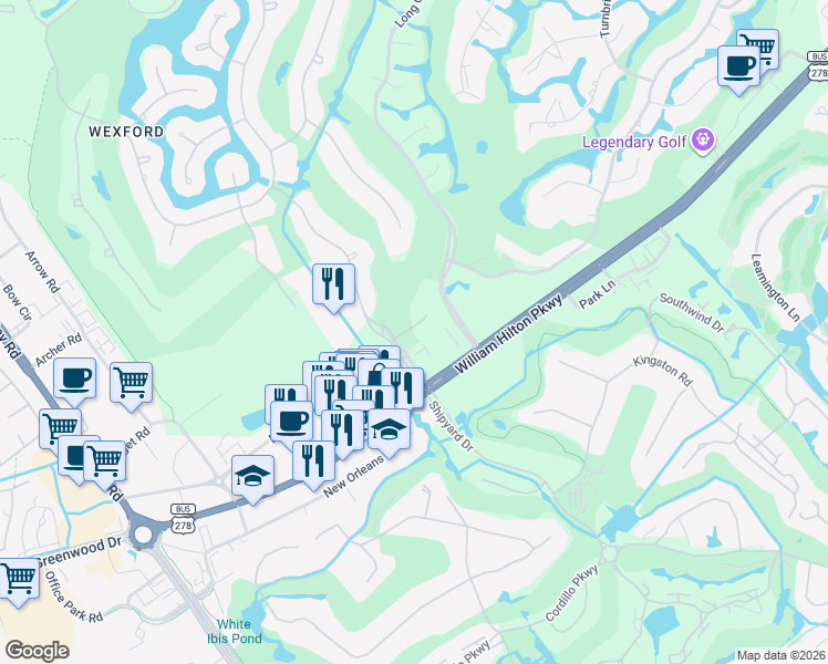 map of restaurants, bars, coffee shops, grocery stores, and more near 3 Town Center Court in Hilton Head Island