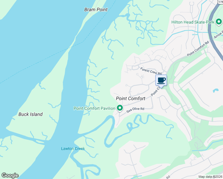 map of restaurants, bars, coffee shops, grocery stores, and more near 18 Nautilas Rd in Hilton Head Island