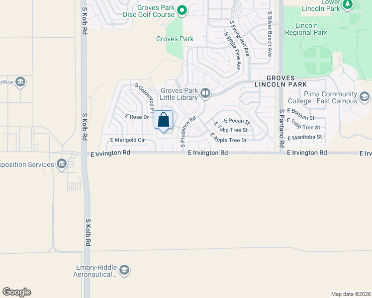 map of restaurants, bars, coffee shops, grocery stores, and more near 4861 South Prudence Road in Tucson
